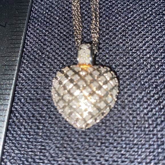 Stunning 925 silver heart-sparkling pendant-Beautiful!! 17” - Picture 6 of 9